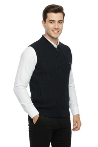 Erkek Fermuarlı Yelek Cepli Çelik Örgü Klasik Kalıp 5209J BGL-ST05021