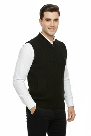 Erkek Fermuarlı Yelek Cepli Çelik Örgü Klasik Kalıp 5209J BGL-ST05021