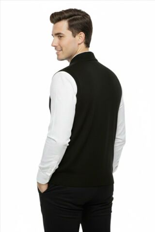 Erkek Fermuarlı Yelek Cepli Çelik Örgü Klasik Kalıp 5209J BGL-ST05021