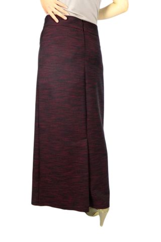 Kadın Bordo Kumaş Uzun Etek ERM157