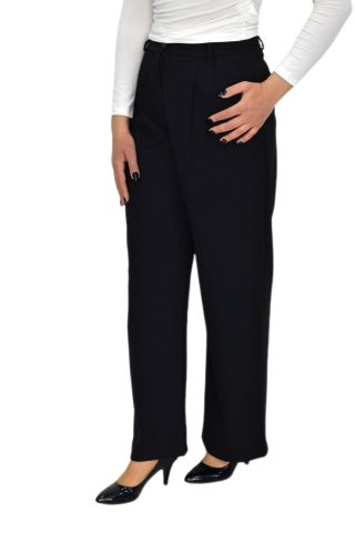 Kadın Siyah Pileli Bol Kumaş Pantolon BGL-ST04299