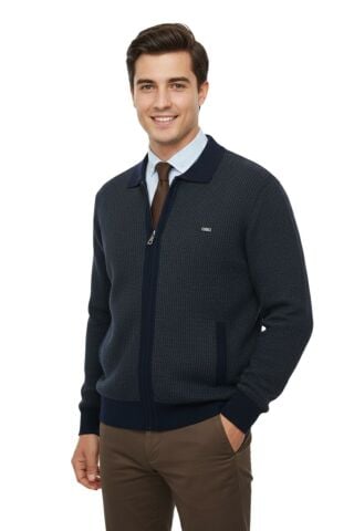 Erkek Polo Yaka Astarlı Triko Mont Fermuarlı 5208P BGL-ST05019