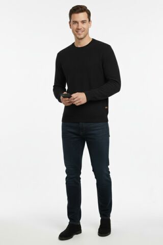 Erkek Sıfır Yaka Kazak Petek Örgü Klasik Kalıp 7002 BGL-ST04928