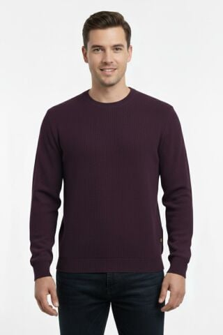 Erkek Sıfır Yaka Kazak Petek Örgü Klasik Kalıp 7002 BGL-ST04928