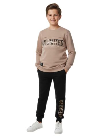 Erkek Çocuk Önü Baskılı Sweatshirt Ve Eşofman Alt Takım BGL-ST05247