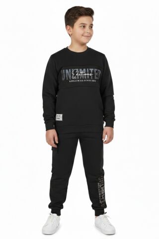 Erkek Çocuk Önü Baskılı Sweatshirt Ve Eşofman Alt Takım BGL-ST05247