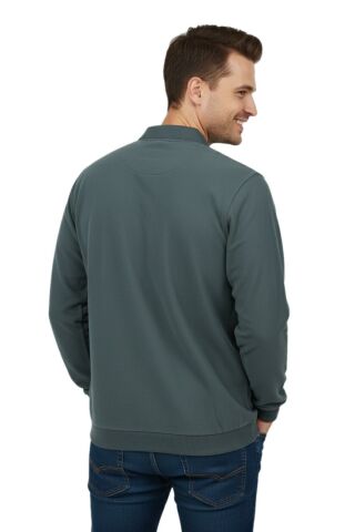 Erkek Büyük Beden Polo Yaka Cepli Selanik Sweatshirt BGL-ST04925