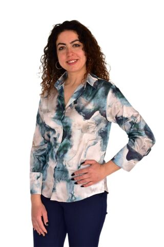 Kadın Saten Uzun Kol Gömlek BGL-ST04211