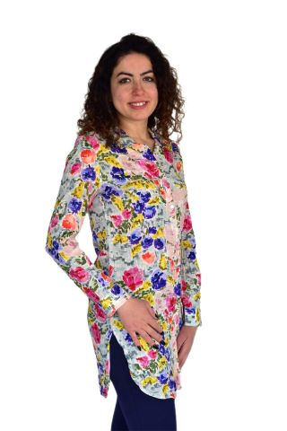 Kadın Gül Desen Viscon Gömlek BGL-ST04241