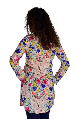 Kadın Gül Desen Viscon Gömlek BGL-ST04241