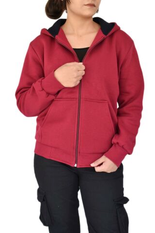 Kadın Bordo Kapüşonlu Sweat KLM001 BGL-ST02290