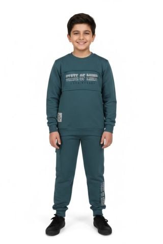Erkek Çocuk Önü Baskılı Sweatshirt Ve Eşofman Alt Takım BGL-ST05248