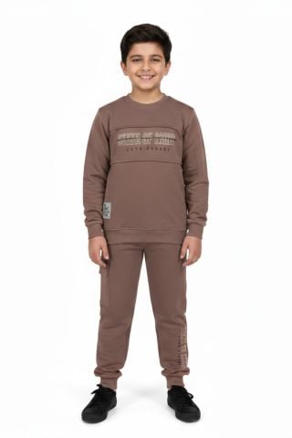 Erkek Çocuk Önü Baskılı Sweatshirt Ve Eşofman Alt Takım BGL-ST05248