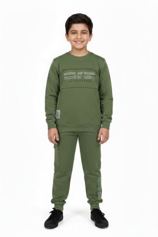 Erkek Çocuk Önü Baskılı Sweatshirt Ve Eşofman Alt Takım BGL-ST05248