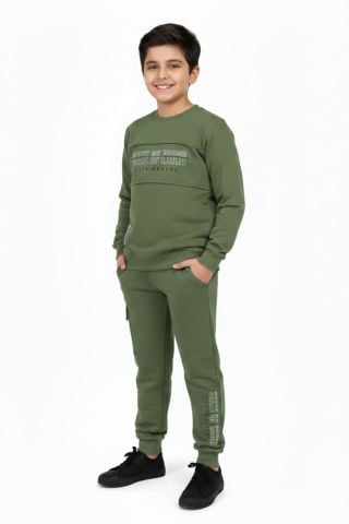 Erkek Çocuk Önü Baskılı Sweatshirt Ve Eşofman Alt Takım BGL-ST05248