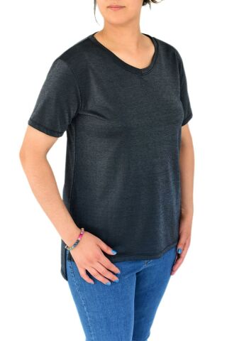 Kadın V Yaka Ön Kısa Arka Uzun Tişört BGL-ST02088