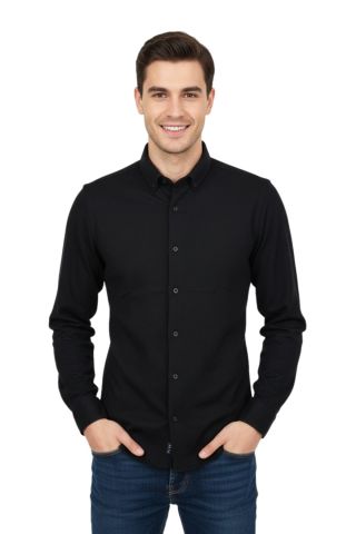 Erkek Spor Slim Fit Uzun Kol Petek Dokulu Gömlek BGL-ST04823