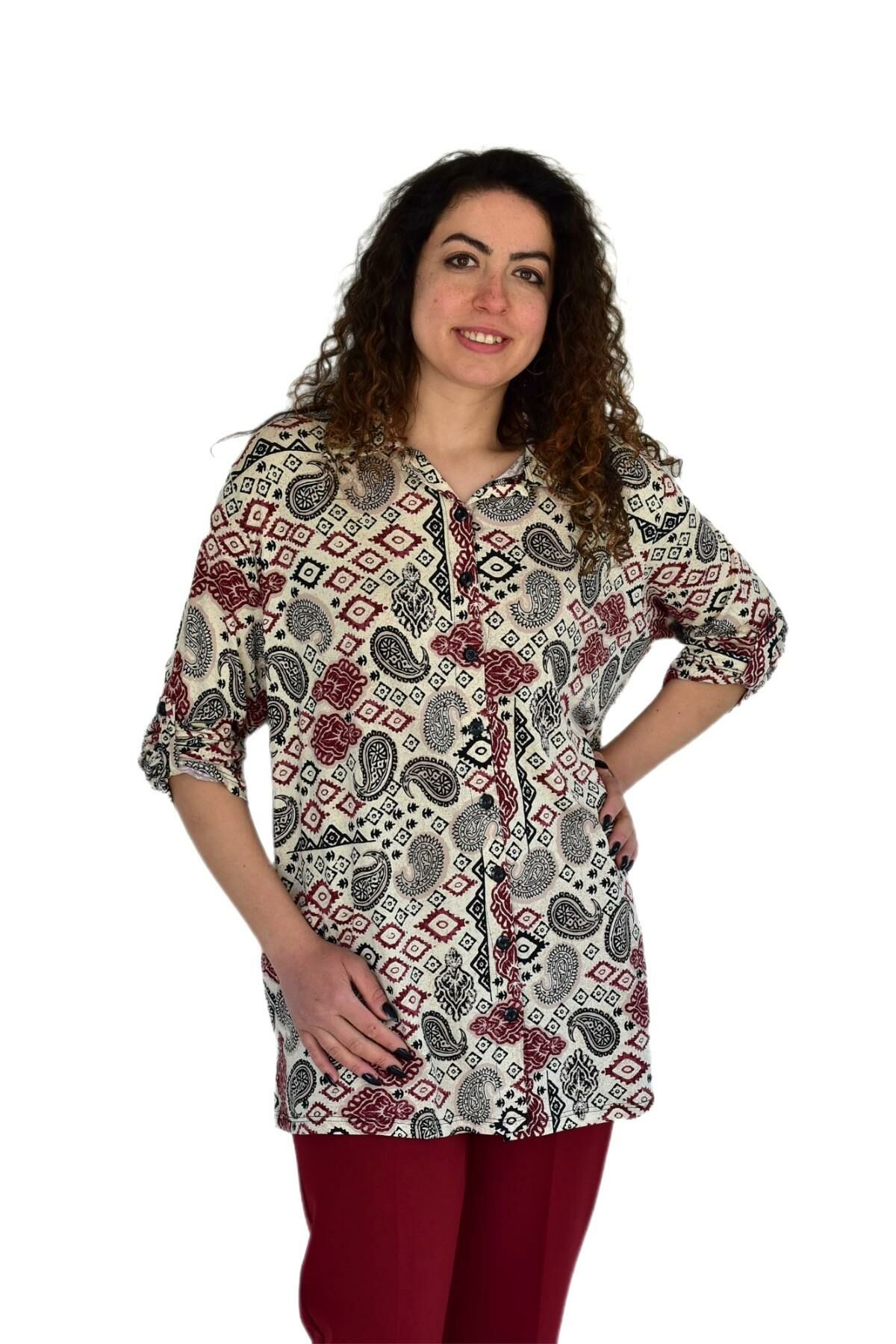 Kadın Büyük Beden Viskon Bluz BGL-ST04253