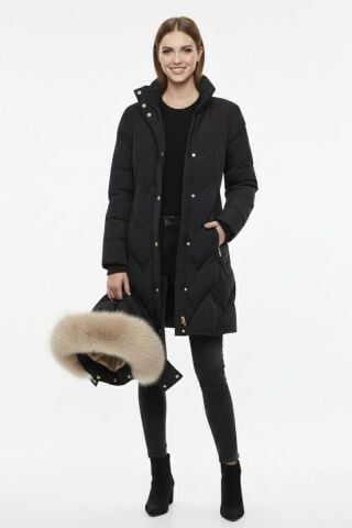 Kadın Spor Kapüşonlu İçi Peluş Mont  M5308 BGL-ST04893