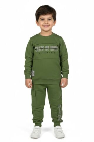 Erkek Çocuk Önü Baskılı Sweatshirt Ve Eşofman Alt Takım BGL-ST05249