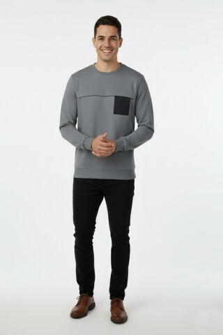 Erkek Mevsimlik Sıfır Yaka Sweatshirt BGL-ST04864