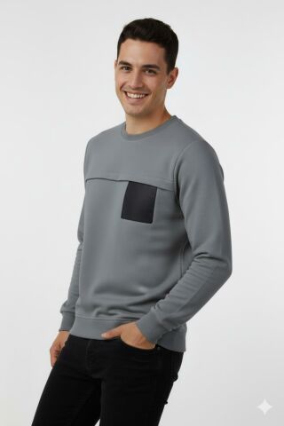 Erkek Mevsimlik Sıfır Yaka Sweatshirt BGL-ST04864