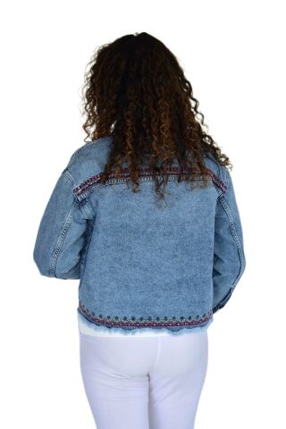 Kadın Nakışlı Kot Gömlek BGL-ST04245