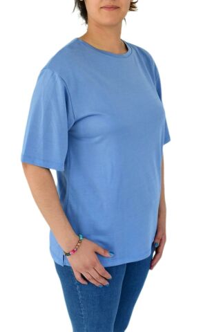 Kadın Sıfır Yaka Simli Tişört BGL-ST02091