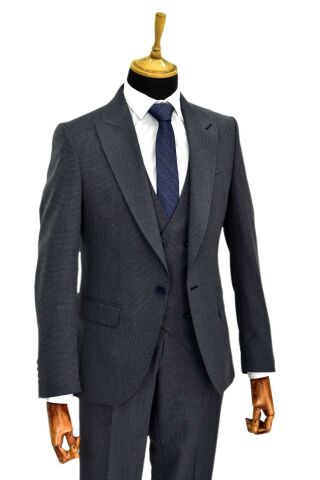Erkek Silim Fit Yelekli Çift Yırtmaçlı Takım Elbise BGL-ST04737