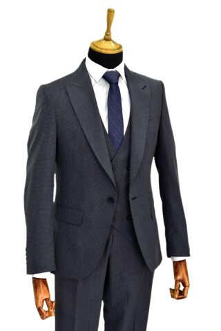 Erkek Silim Fit Yelekli Çift Yırtmaçlı Takım Elbise BGL-ST04737