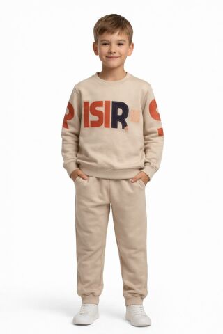 Erkek Çocuk Önü Baskılı Sweatshirt Ve Eşofman Alt Takım BGL-ST05250