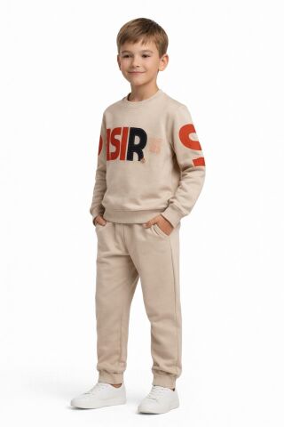 Erkek Çocuk Önü Baskılı Sweatshirt Ve Eşofman Alt Takım BGL-ST05250