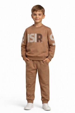 Erkek Çocuk Önü Baskılı Sweatshirt Ve Eşofman Alt Takım BGL-ST05250