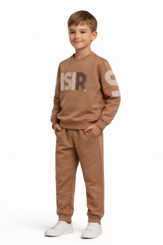 Erkek Çocuk Önü Baskılı Sweatshirt Ve Eşofman Alt Takım BGL-ST05250