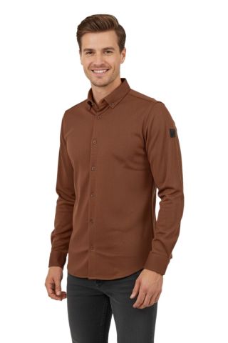 Erkek Spor Slim Fit Uzun Kol Petek Fitilli Gömlek BGL-ST04824