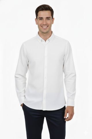Erkek Spor Slim Fit Uzun Kol Petek Fitilli Gömlek BGL-ST04824