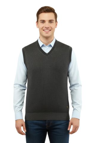 Erkek V Yaka Süveter Çelik Örgü Regular Kalıp 5208H BGL-ST04960