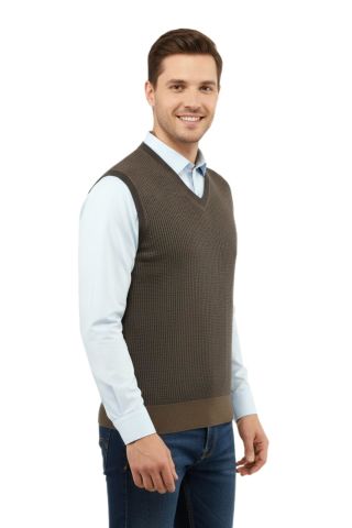 Erkek V Yaka Süveter Çelik Örgü Regular Kalıp 5208H BGL-ST04960