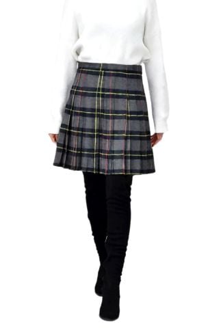 Kadın Ekose Kolej Etek Gri Lacivert ATATURK-38