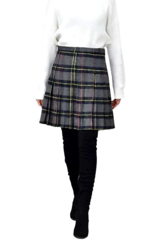 Kadın Ekose Kolej Etek Gri Lacivert ATATURK-38