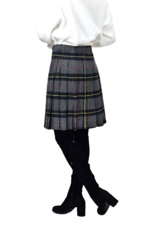 Kadın Ekose Kolej Etek Gri Lacivert ATATURK-38