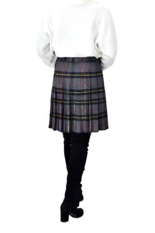 Kadın Ekose Kolej Etek Gri Lacivert ATATURK-38