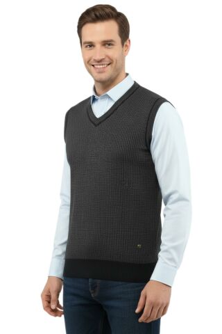 Erkek Büyük Beden V Yaka Süveter Çelik Örgü 5208H BGL-ST04961