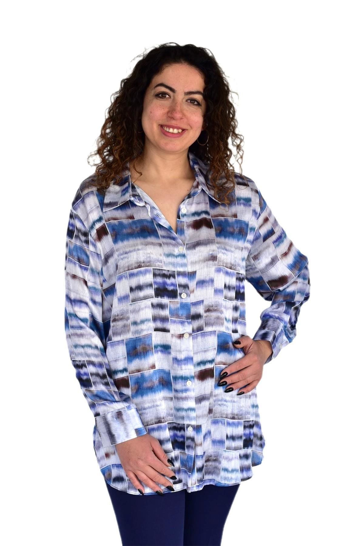 Kadın Küp Desen Şifon Gömlek BGL-ST04237