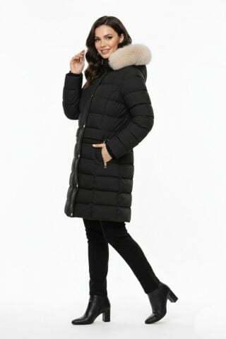 Kadın Spor Kapüşonlu İçi Peluş Mont  M5307 BGL-ST04913