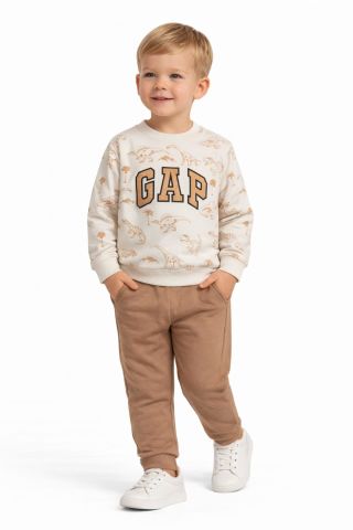 Erkek Çocuk Önü Baskılı Sweatshirt Ve Eşofman Alt Takım BGL-ST05252