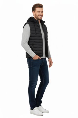 Erkek Büyük Beden Kapüşonlu Spor Yelek 5001 BGL-ST04896