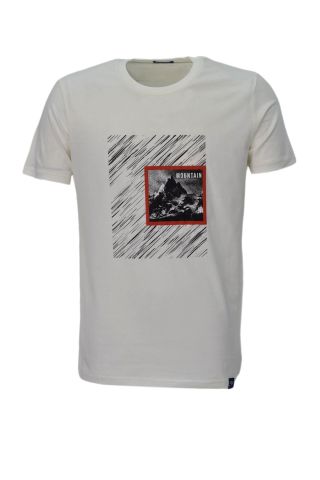 Erkek Sıfır Yaka Pano Baskılı Tişört BGL-ST03832