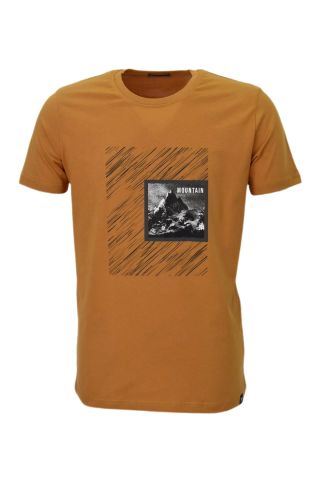 Erkek Sıfır Yaka Pano Baskılı Tişört BGL-ST03832