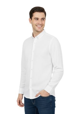 Erkek Slim Fitt Uzun Kol Petek Dokulu Gömlek 2444 BGL-ST04813